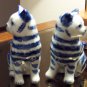 Beautiful Blue Cat Kitty Figurines Hand Painted Unique