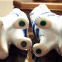 Beautiful Blue Cat Kitty Figurines Hand Painted Unique