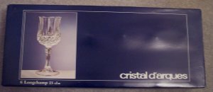 Cristal D'arques 25 CL Longchamp Crystal Wine Glasses Stemware Set of 6 In Original Box 101