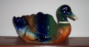Mallard Duck Planter ~ Pottery ~ Ceramic ~ Vibrant Glossy Glaze ~ Collectible