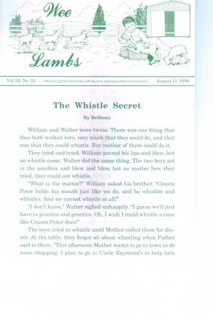 Wee Lambs Volume 33 No. 32 August 11 1996 ~ Rod and Staff Publishers ~ Back Issue Leaflet
