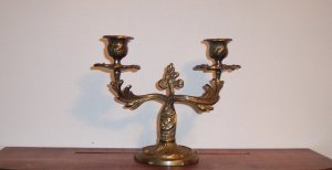 Vintage Antique Finish Brass Double Candle Stick Cottage French Country Candlestick locw20