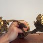 Vintage Antique Finish Brass Double Candle Stick Cottage French Country Candlestick locw20