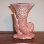 Vintage Pink Cornucopia Floral Vase Gold Details ~ Pottery ~ Glazed inside ~ Collectible