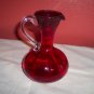 Elegant Hand Blown Red Clear Glass Pitcher Vintage Glassware Depression Era loc33