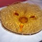 Vintage Amber Depression Glass Floral FOOTED TRAY Plate Retired Pressed Glass
