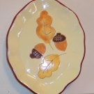Vintage Oval Ruffled Edge Display Plate Acorns Oak Leaves Autumn location3