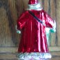 Vintage Silver SANTA Painted Plastic Ornament Old Ornaments Red Coat with Green Toy Bag 1M