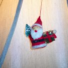 Vintage Felt Wooden Spool Bead Santa Ornament Old Ornaments