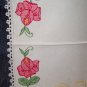 Cottage Chic Handcrafted 1940s 50s DRESSER SCARF Roses Brown Basket Crocheted Edge Vintage Linens 1M