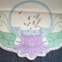Handcrafted 1940s 50s DRESSER SCARF Swan Purple Water Lily Crocheted Edge Vintage Linens 1M