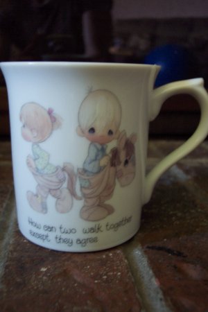Precious Moments How Can Two Walk Together Except They Agree Coffee Cup Mug 1984