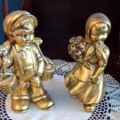 Vintage Goldleafed Dutch Boy and Girl Figurines Possibly German Children