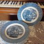 Blue Currier & Ives Dinner Plate 10" The Old Grist Mill Royal China Company China location19