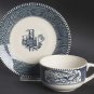 Blue Currier & Ives Flat Cup & Saucer Set by Royal Dinnerware Box19