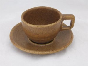 Monmouth Pottery Mojave Pattern Line Cup Saucer Set Western Stoneware location38