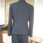 TAHARI Navy Blue Pinstripe Wide Leg Jacket Pants Suit 10 P