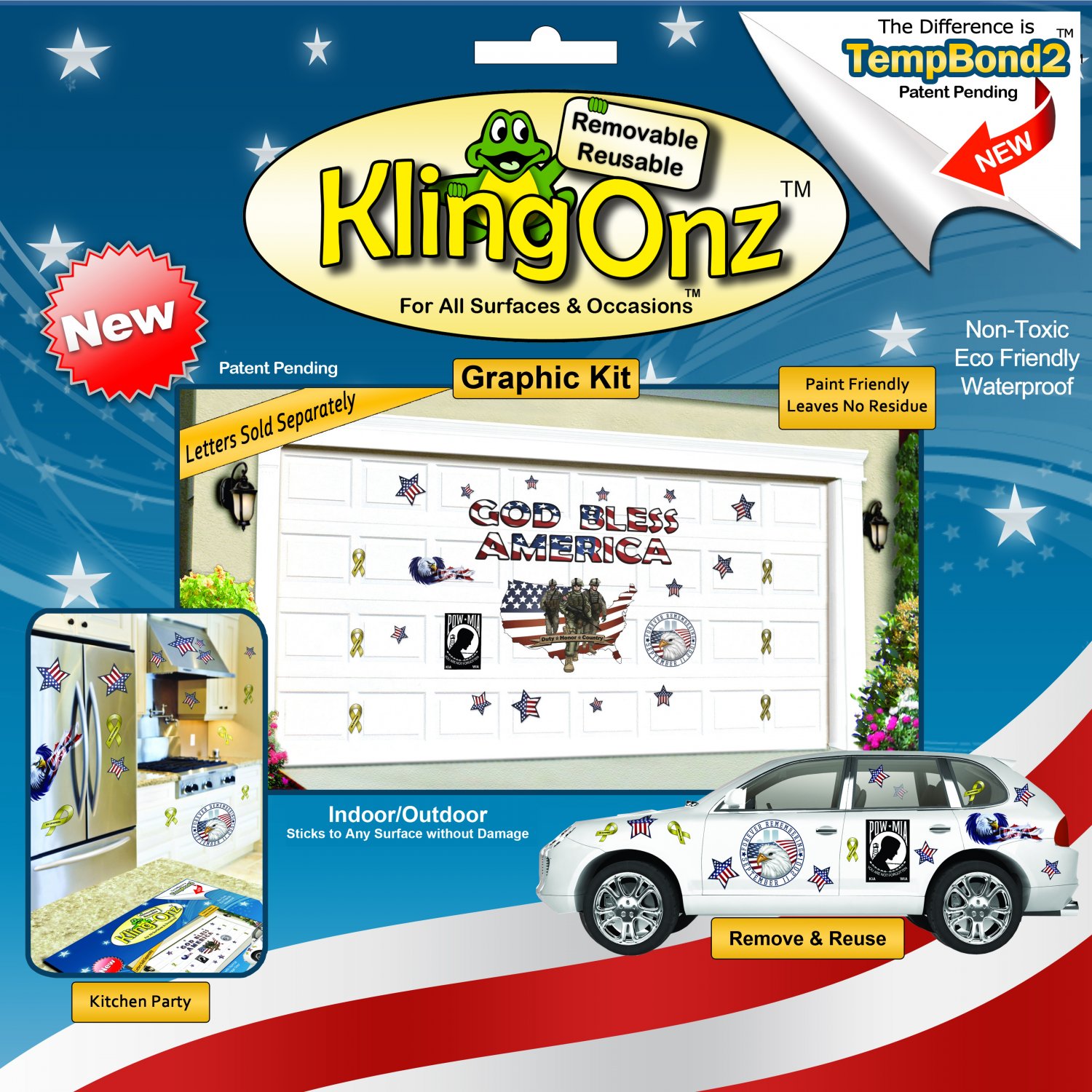 Patriotic USA Reusable Decal Stickers