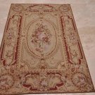4x6 FRENCH AUBUSSON HANDMADE WOOL AREA RUG BEIGE RUST