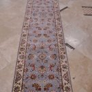 2.5x12 RUNNER ORIENTAL HANDMADE LT BLUE IVORY WOOL SILK