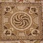8 FOOT ROUND RUG HANDMADE GEOMETRIC JAIPUR IVORY RED