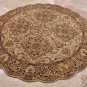 8 FOOT ROUND RUG HANDMADE GEOMETRIC JAIPUR IVORY RED