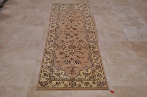 2x8 RUNNER WOOL&SILK HAND TUFTED BEIGE IVORY CHINESE