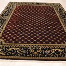 9x12 WOOL SILK AREA RUG HANDMADE FLUER DE LIS RED BLACK