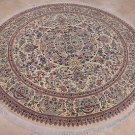 8 FOOT ROUND AREA RUG FINE PERSIAN IVORY BEIGE PAKISTAN