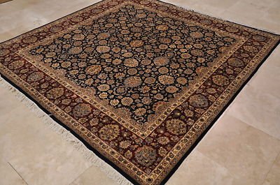 8x8 SQUARE WOOL HANDMADE AREA RUG PERSIAN BLUE RED NEW