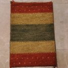 1x2 HANDMADE GABBEH WOOL RUG MINI GREEN YELLOW RUST PET
