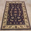 4x6 WOOL & SILK AREA RUG PURPLE IVORY HANDMADE TUFTED