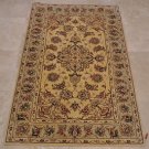 3x5 WOOL SILK AREA RUG IVORY BEIGE GREEN HAND TUFTED