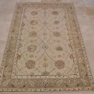 4x6 WOOL & SILK AREA RUG IVORY BEIGE HANDMADE TUFTED