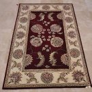 4x6 WOOL & SILK AREA RUG RED IVORY HANDMADE TUFTED