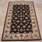 4x6 WOOL & SILK AREA RUG NAVY IVORY HANDMADE TUFTED