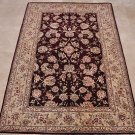 4x6 WOOL & SILK AREA RUG BURGUNDY IVORY HANDMADE TUFTED