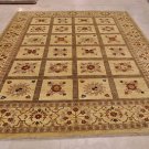 9x12 RUG VEGETABLE DYE WOOL MODERN FLORAL GOLD HANDMADE