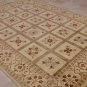 9x12 RUG VEGETABLE DYE WOOL MODERN FLORAL GOLD HANDMADE