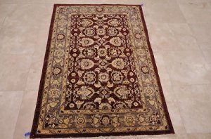 4x6 WOOL AREA RUG HANDMADE VEGETABLE DYE CHOBI WINE NEW