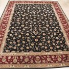10x14 AREA RUG HANDMADE KNOTTED BLACK RED WOOL & SILK