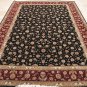 10x14 AREA RUG HANDMADE KNOTTED BLACK RED WOOL & SILK