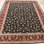 10x14 AREA RUG HANDMADE KNOTTED BLACK RED WOOL & SILK