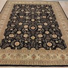 10x14 AREA RUG HANDMADE KNOTTED BLACK BEIGE TWISTED DYE