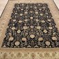 10x14 AREA RUG HANDMADE KNOTTED BLACK BEIGE TWISTED DYE