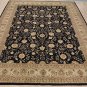 10x14 AREA RUG HANDMADE KNOTTED BLACK BEIGE TWISTED DYE