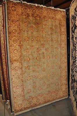 6x9 WOOL RUG VEGETABLE DYE CHOBI BLUE IVORY HANDMADE