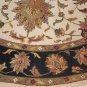 7' ROUND RUG HANDMADE WOOL TRADITIONAL JAIPUR IVORY/BLK