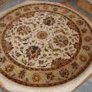 NEW 6 FT ROUND RUG HANDMADE WOOL TRADITIONAL IVORY/GOLD