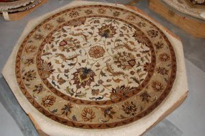 NEW 6 FT ROUND RUG HANDMADE WOOL TRADITIONAL IVORY/GOLD